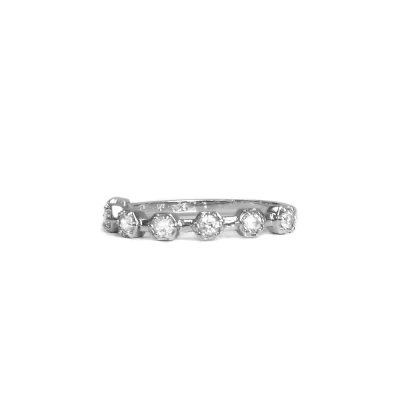 Jac+Jo Bolt Micro Half Eternity Ring - White Sapphire