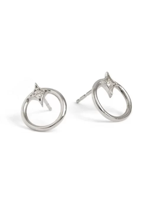 Jac+Jo Gothic Diamond Open Circle Studs - Image 3