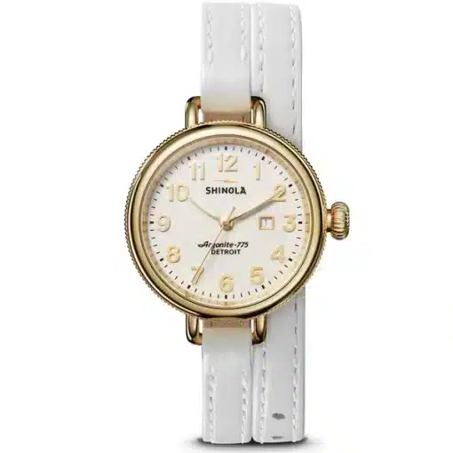 The Shinola Birdy 34mm, White Dial, White Double-Wrap Strap - Image 2